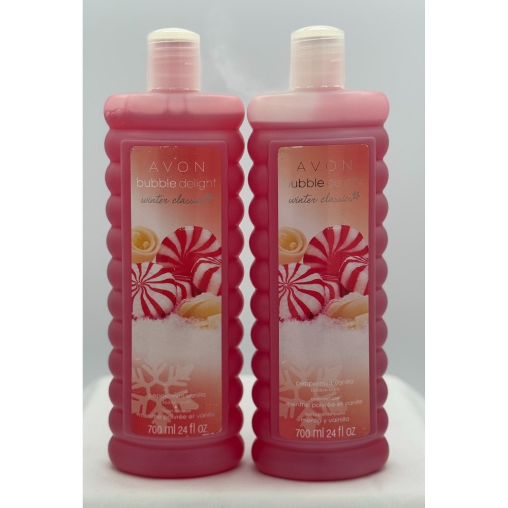 (2) AVON bubble delight peppermint vanilla bubble bath - NEW Sealed - 24 FL Oz